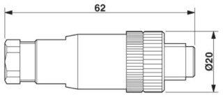 Чертеж, Штекер M12 х 1, прямой, экранированный