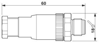 Чертеж, Штекер M12 х 1, прямой