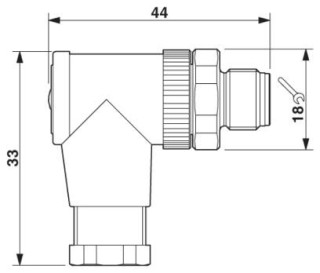 Чертеж, Штыревая часть разъема M12 х 1, угловая