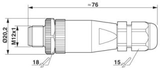 Чертеж, Штекер M12 х 1, прямой