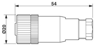 Чертеж, Гнездовая часть разъема M12 х 1, прямая