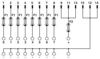 Электрическая схема, Схема подключения FLKM 14/8M/SI/PLC