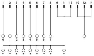 Электрическая схема, Схема подключения VIP-2/.../FLK14/8P/PLC