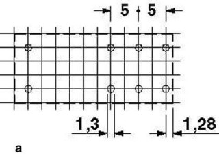 Схема расположения отверстий, a = шаг 2,5 мм