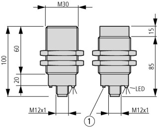 Емкостной датчик, DC, цилиндрический 30, пластик, M12