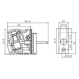 Проходная клемма WGK 4 VP GN/YE BX