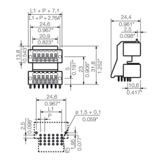 Штекерный соединитель печат S2LD-THR 3.50/32/90LF 3.2SN BK BX