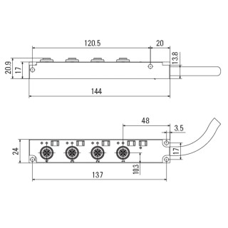 Passive Sensor-Actuator-Int SAI-4-F 5P M12 L 5M