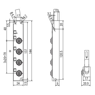 Passive Sensor-Actuator-Int SAI-4-F 5P M12 L 5M